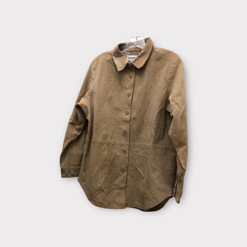 Bagatelle Leather Button Down Shirt Women's Size M Tan - Picture 12 of 12